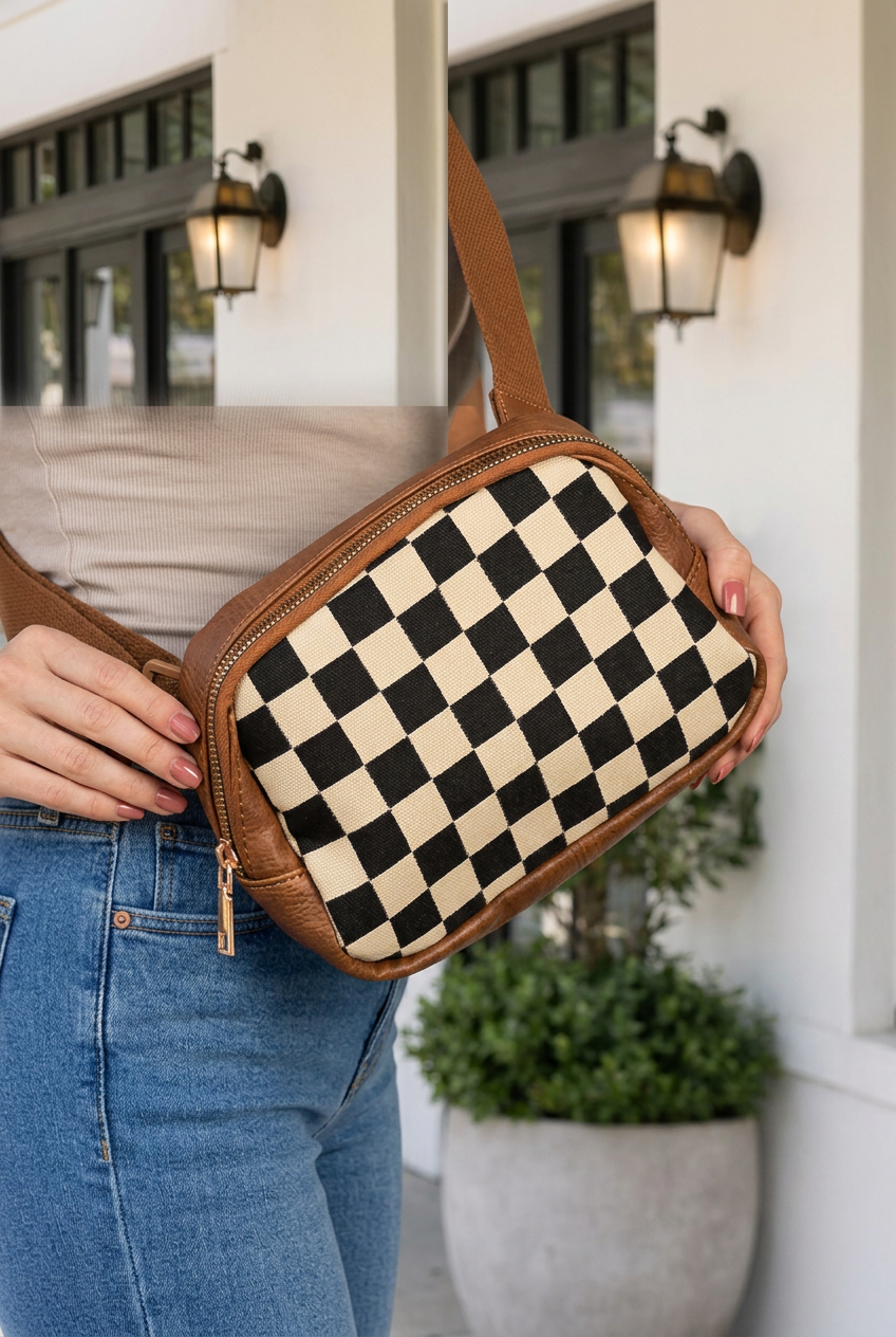 Lilit Checkered Crossbody Waist Bag