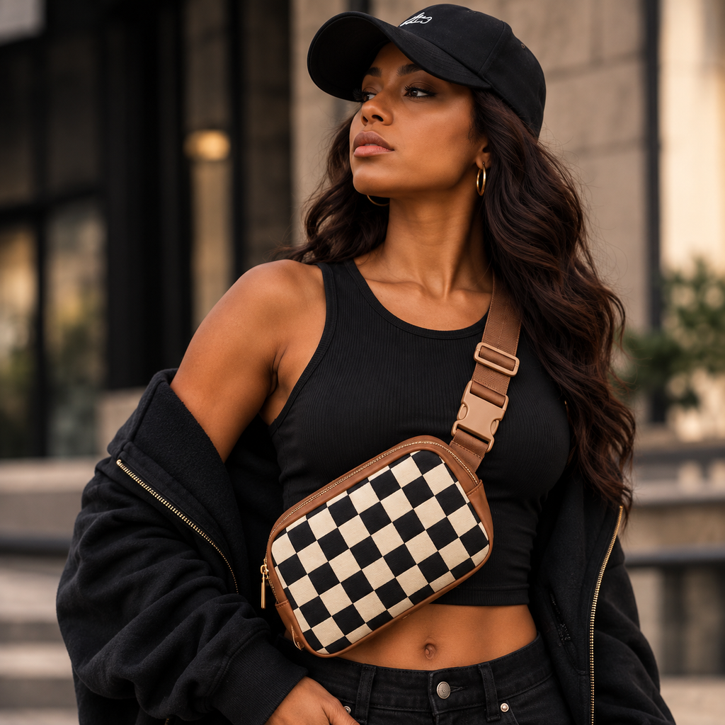 Lilit Checkered Crossbody Waist Bag